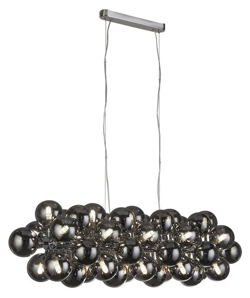 Lampadario Contemporaneo Bacca Acciaio Cromo Vetro 25 Luci G9