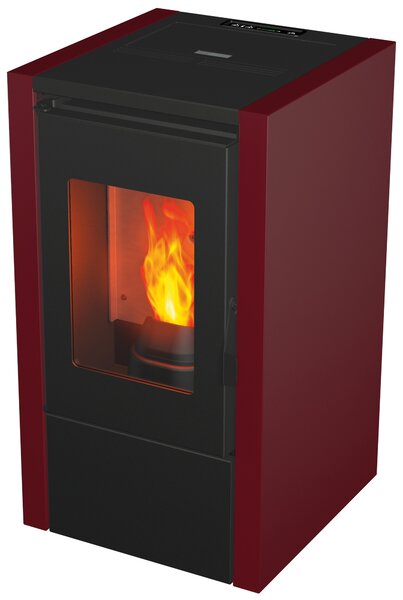 DecHome Stufa a Pellet 6,2 Kw Ventilata Capacit Serbatoio 11 Kg Volume Riscaldabile 145 m3 colore Bordeaux Little 6 - Little-KEB6N