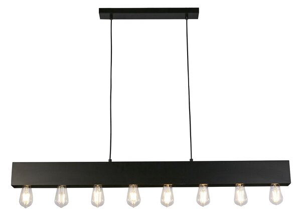 Lampadario Industrial-Nordico Pianoforte Acciaio Nero 8 Luci E27
