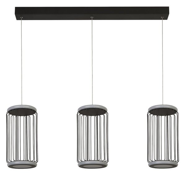 Lampadario Contemporaneo Circolo Alluminio Bianco Silicone Nero Led 35W 3000K