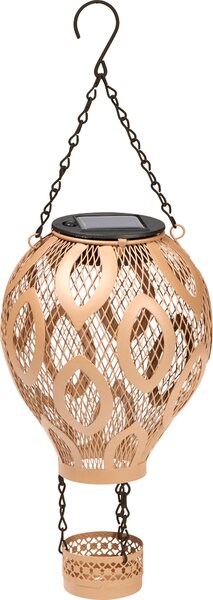 Lampada decorativa a LED a forma di mongolfiera in metallo con illuminazione solare e gioco di ombre in stile orientale, rosso volpe