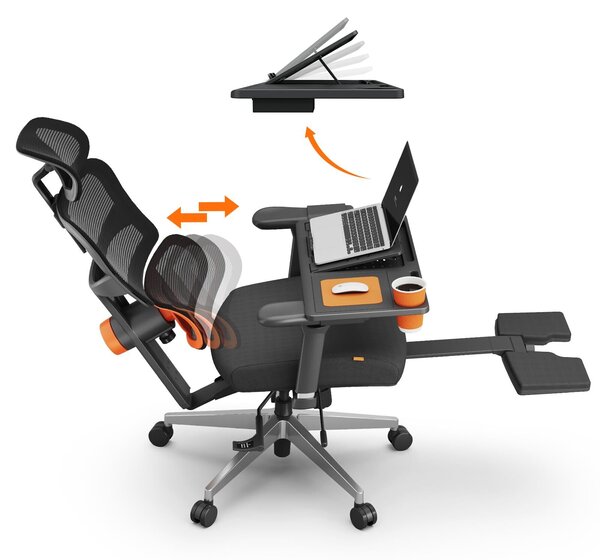 NEWTRAL Pro NT002 Sedia da ufficio ergonomica con poggiapiedi - sedia da scrivania con schienale alto + scrivania da lavoro staccabile