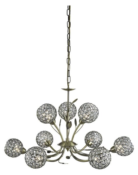 Lampadario Contemporaneo Bellis Ii Acciaio Ottone Vetro 9 Luci G9