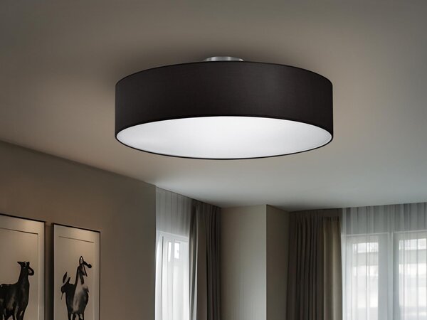 Lampada da soffitto a LED con paralume in tessuto nero Ø 50cm lampada rotonda per corridoio lampada per camera da letto