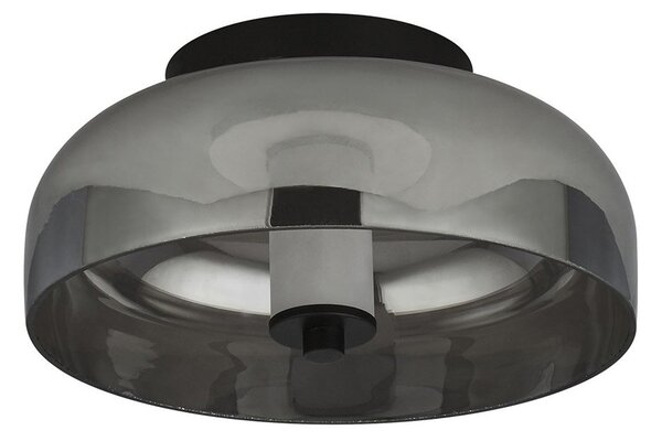 Plafoniera Contemporanea Frisbee Acciaio Nero Vetro Led 12,6W 3000K