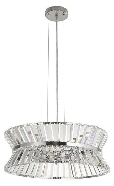 Lampadario Classico I Quartieri Alti Acciaio Cromo Vetro Trasparente 7 Luci G9