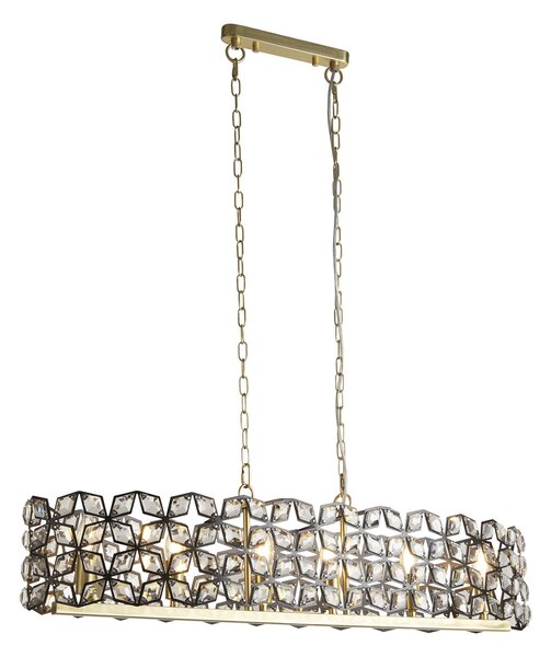 Lampadario Classico Iris Acciaio Ottone Vetro 6 Luci E14