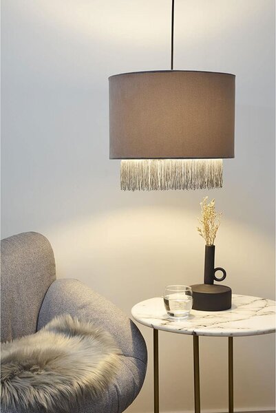 Paulmann Pauleen lampada a sospensione Noble Reverie in velluto grigio Ø38cm max. 20W E27 accorciabile