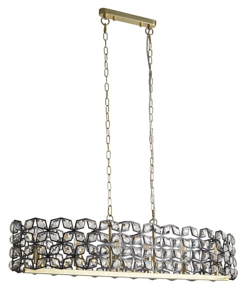 Lampadario Classico Iris Acciaio Ottone Vetro 6 Luci E14