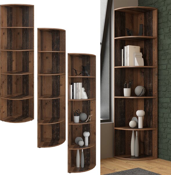 Libreria angolare da terra Vicco Ecki Legno antico 40 x 180 cm, Model 36547
