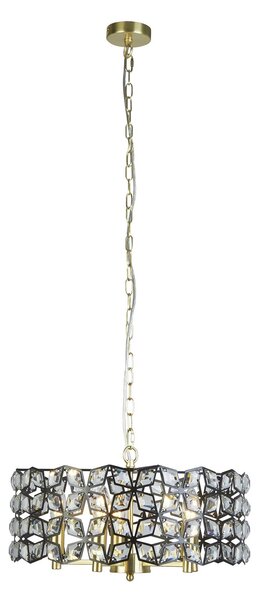 Lampadario Classico Iris Acciaio Ottone Vetro 5 Luci E14