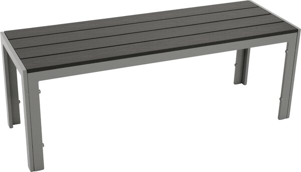 DEGAMO Panca sgabello Panchina da giardino SORANO 2 posti Alluminio grigio argento Legno artificiale grigio scuro