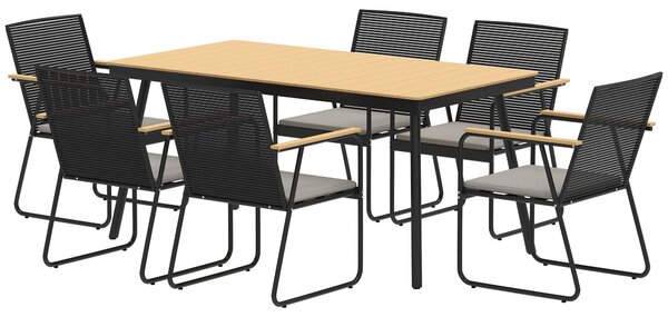 Set da pranzo Outsunny, 7 pezzi, in metallo, per 6 persone. Include un tavolo da pranzo