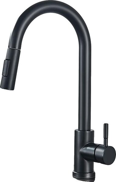 Rubinetto da cucina, funzione spray estraibile, design monocomando, nero A
