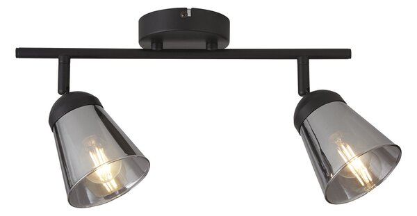 Plafoniera Contemporanea Mega Acciaio Nero Fumè 2 Luci E14