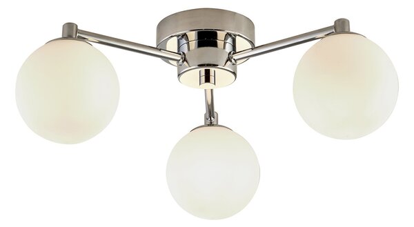 Plafoniera Contemporanea Tiberio Acciaio Cromo Bianco 3 Luci G9
