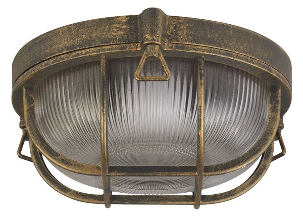 Plafoniera Esterno Vintage - Decò Paratia Alluminio Oro Trasparente 1 Luce E27