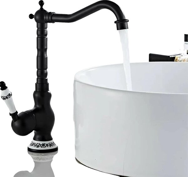 Miscelatore per lavabo, struttura in ottone resistente, installazione semplice, materiale: ottone, colore: nero
