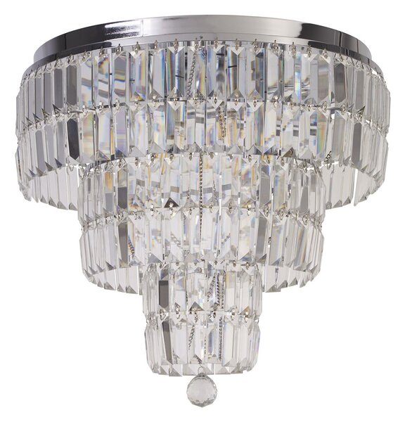 Lampada a Soffitto Classica Impero Acciaio Cromo Vetro Trasparente 6 Luci E14