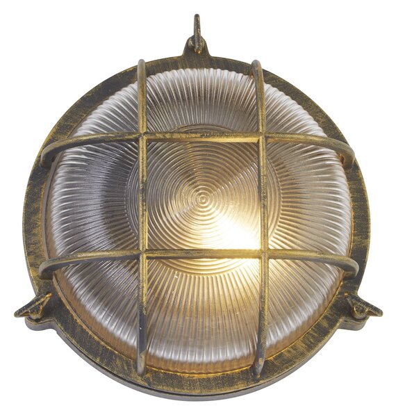 Plafoniera Esterno Vintage - Decò Paratia Alluminio Oro Trasparente 1 Luce E27