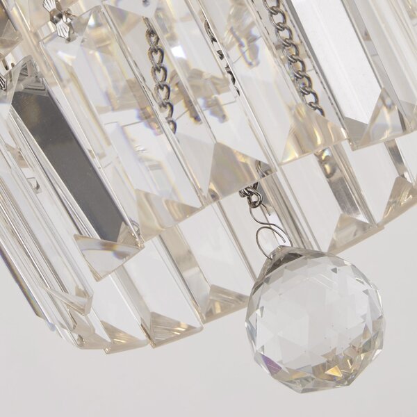 Lampada a Soffitto Classica Impero Acciaio Cromo Vetro Trasparente 6 Luci E14