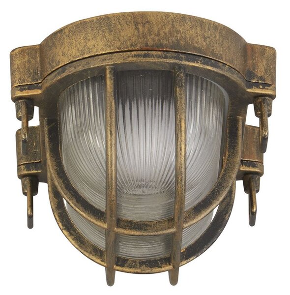 Plafoniera Esterno Vintage - Decò Paratia Alluminio Nero Oro 1 Luce E27