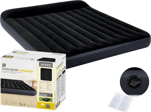 Materasso gonfiabile matrimoniale grande 203x183x25 cm Letto con testiera INTEX 64144