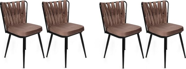 Skye Decor, Kuakl-233 V4, set di sedie (4 pezzi), marrone chiaro, 100% METALLO, 43 x 43 x 82 cm