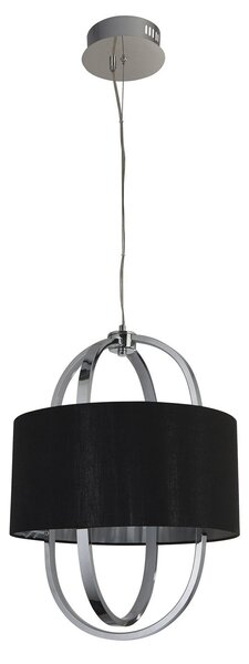 Lampadario Contemporaneo Madrid Acciaio Cromo Tessuto Nero Led 20W 3000K