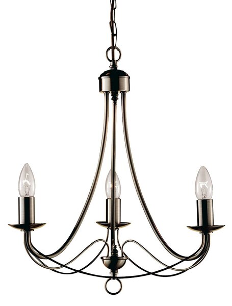 Lampadario Industrial-Nordico Maypole Acciaio Ottone 3 Luci E14