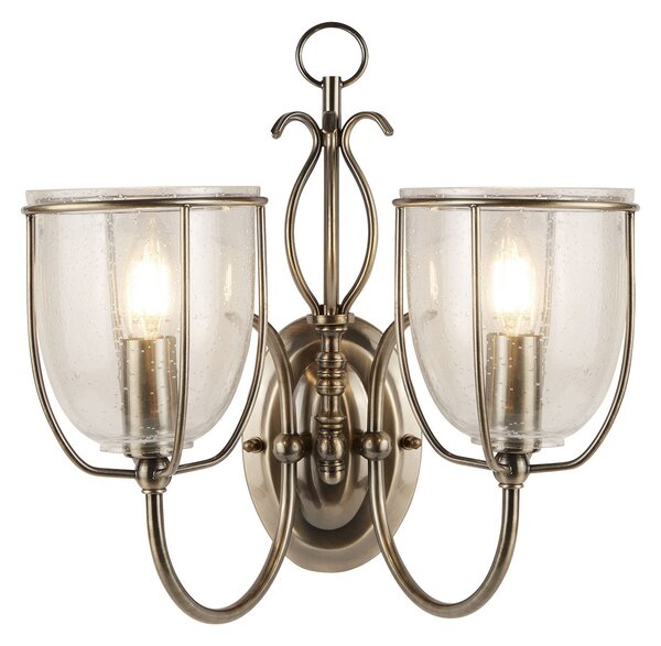 Applique Contemporanea Silhouette Acciaio Ottone Vetro 2 Luci E14