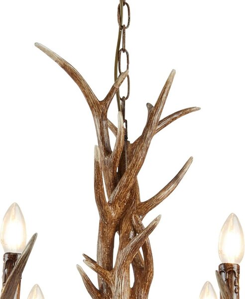 Lampadario Industrial-Nordico Stag Policarbonato Marrone 6 Luci E14