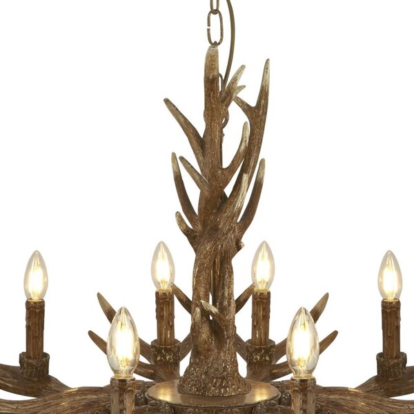 Lampadario Industrial-Nordico Stag Acciaio Marrone 12 Luci E14