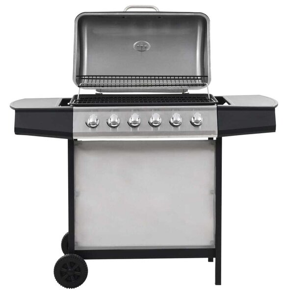 VidaXL Barbecue a gas a 6 fiamme in acciaio inox argento