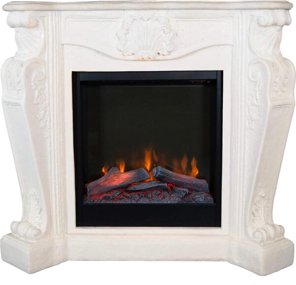 Caminetto elettrico Xaralyn - Louis ELE-W - pietra naturale bianca - riscaldamento 1500 watt - con telecomando - caminetto da incasso incluso - caminetto decorativo