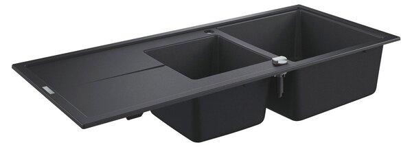 Lavello composito K400 31643 2 vasche 1160x500mm con ATF re/li granito nero
