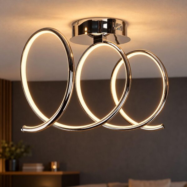 Plafoniera LED cromo 2300 lm 3000 K luminosa soggiorno sala da pranzo lampada da soffitto