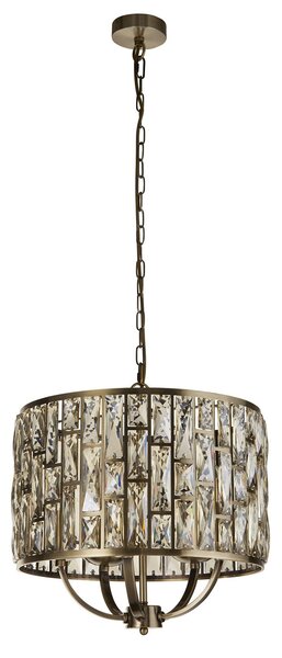 Lampadario Classico Gioiello Acciaio Ottone Vetro 5 Luci E14