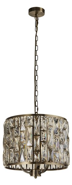 Lampadario Classico Gioiello Acciaio Ottone Vetro 3 Luci E14