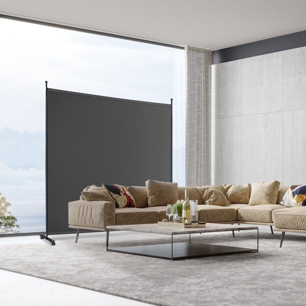 Costway Pannello divisorio singolo con ruote bloccabili, Paravento da interno portatile da soggiorno 184x184cm Grigio