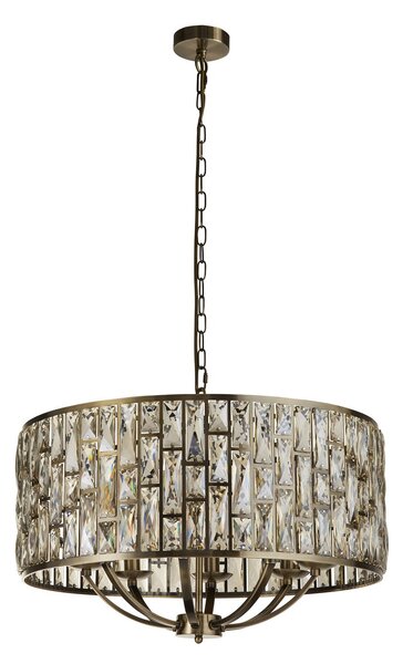 Lampadario Classico Gioiello Acciaio Ottone Vetro 8 Luci E14