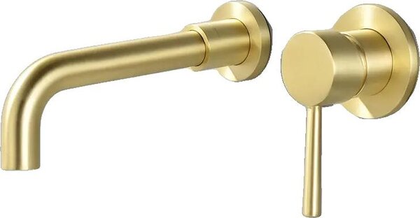 Rubinetto per lavabo, design a parete, rotazione a 360 gradi, oro spazzolato 21
