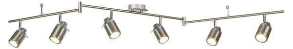 Plafoniera Contemporanea Sansone Acciaio Argento Policarbonato Cromo 6 Luci Gu10