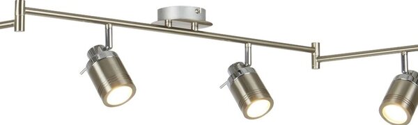 Plafoniera Contemporanea Sansone Acciaio Argento Policarbonato Cromo 6 Luci Gu10