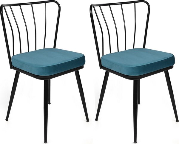 Skye Decor, Yldz-952 V2, Set di sedie (2 pezzi), blu, 100% METALLO, 43 x 42 x 82 cm
