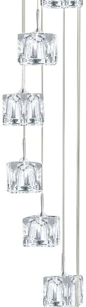 Lampadario Contemporaneo Ice Cube Acciaio Cromo Vetro Trasp Led 4875W 3000K