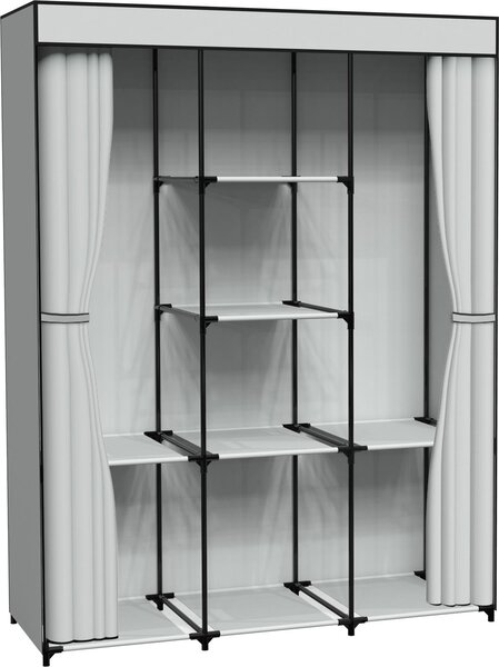 Appendiabiti tessile SONIA 8 ripiani grigio con tenda