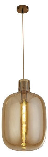 Sospensione Contemporanea Barile Acciaio Ottone Vetro 1 Luce E27