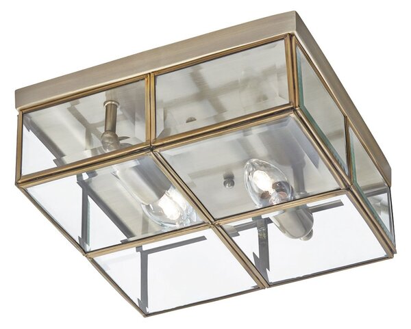 Plafoniera Contemporanea Pisa Acciaio Ottone Vetro 2 Luci E14
