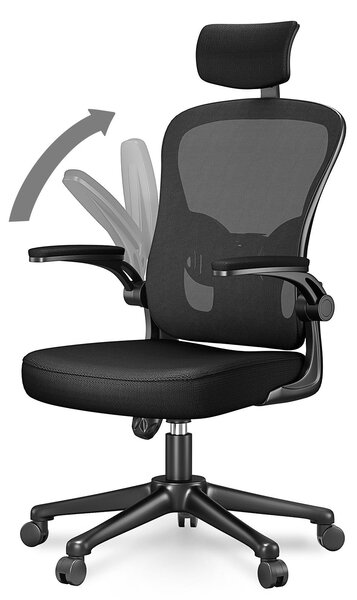 Sedia da ufficio ergonomica Naspaluro, sedia girevole con supporto lombare, sedia a rete con poggiatesta regolabile, schienale, braccioli e seduta spessa, sedia per PC